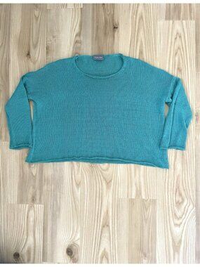 WOODEN SHIPS Open-Knit Chunky Oversized Pull-Over Sweater Teal size X/L